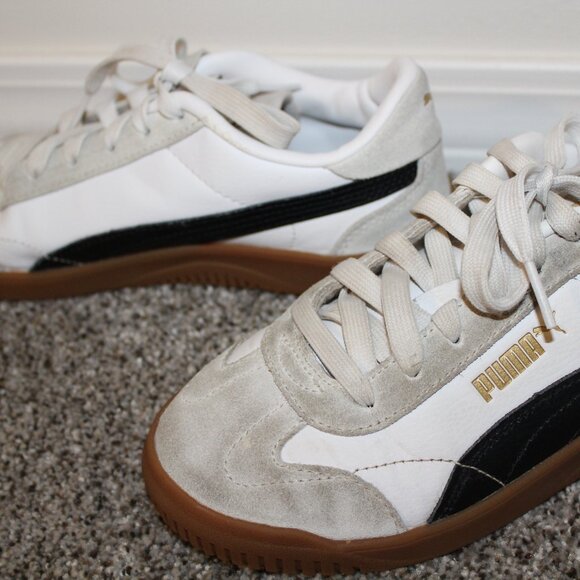 Girls Puma Black and White Tennis Shoes Size 3 - Picture 7 of 9